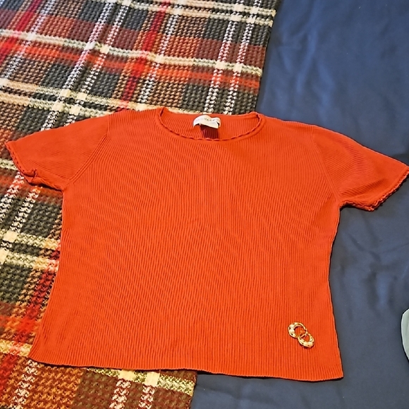 Sag Harbor Orange Ribbed Sweater - Picture 1 of 3